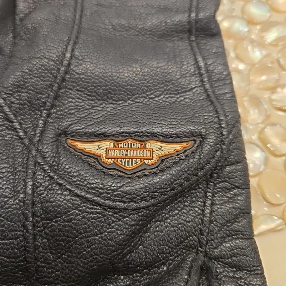 Harley Davidson Motorcycle Womens Gloves Black Leather Logo Extra Large - Picture 2 of 6